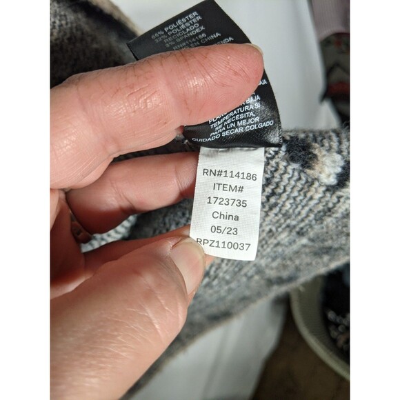 Frye Cardigan Long Sweater Womens Sz L Beige Black Aztec Southwestern Boho Cozy - Picture 9 of 9